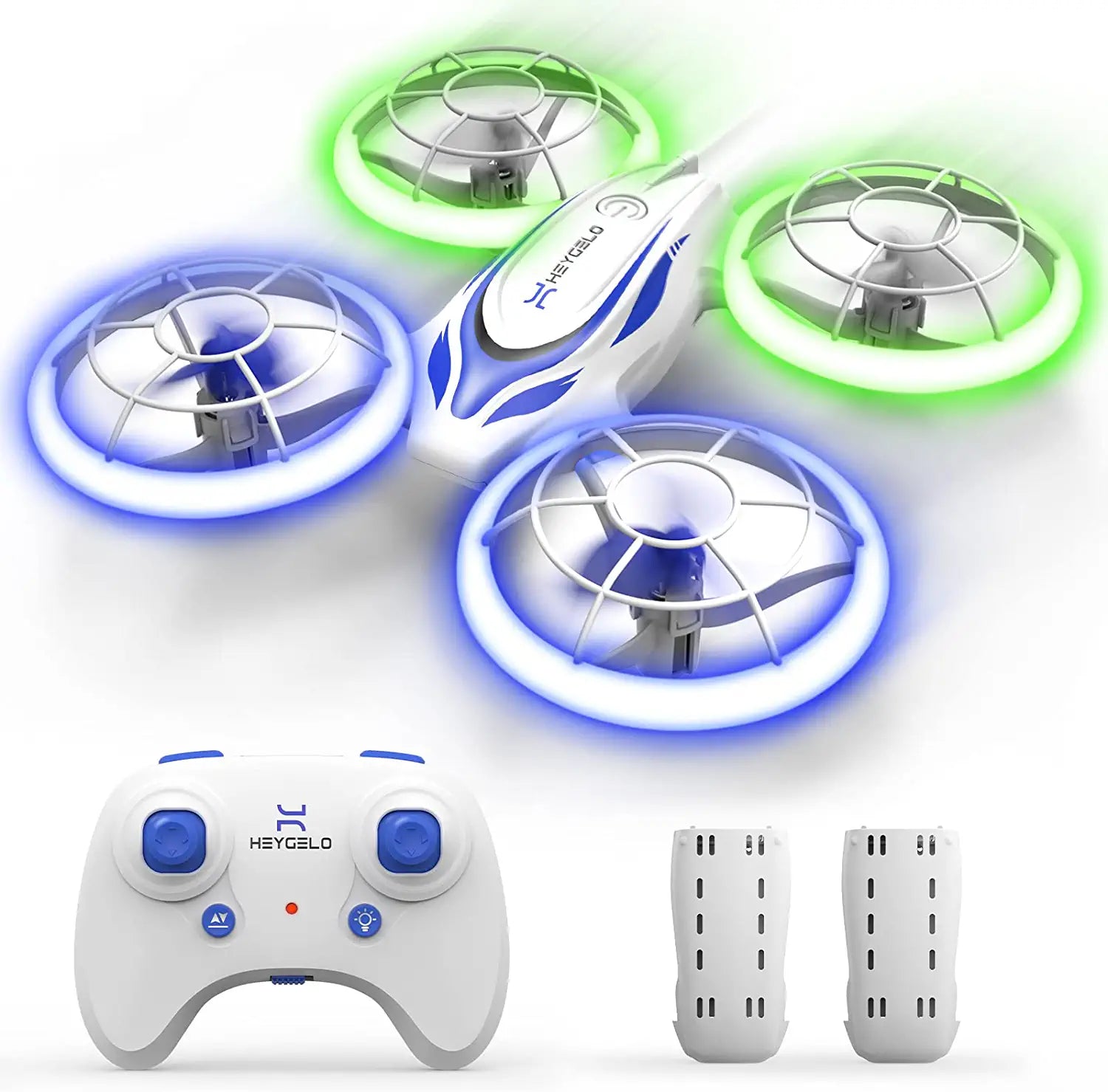 Heygelo S60 Drones for Kids - Mini Drone with LED Lights for Beginners, RC Quadcopter with Altitude Hold and Headless Mode, Full Propeller Protect, 3D Flips, 2 Batteries, Toys Gifts for Boys Girls