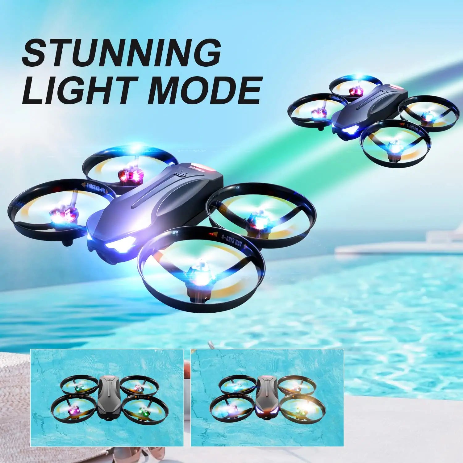 4DRC V16 Drone - with Camera for Kids,1080P FPV Camera Mini RC Quadcopter Beginners Toy with 7 Colors LED Lights,3D Flips,Gesture Selfie,Headless Mode,Altitude Hold,Boys Girls Birthday Gifts - صورة 4DRC V16 Drone - with Camera for Kids,1080P FPV Camera Mini RC Quadcopter Beginners Toy with 7 Colors LED Lights,3D Flips,Gesture Selfie,Headless Mode,Altitude Hold,Boys Girls Birthday Gifts - صورة 7