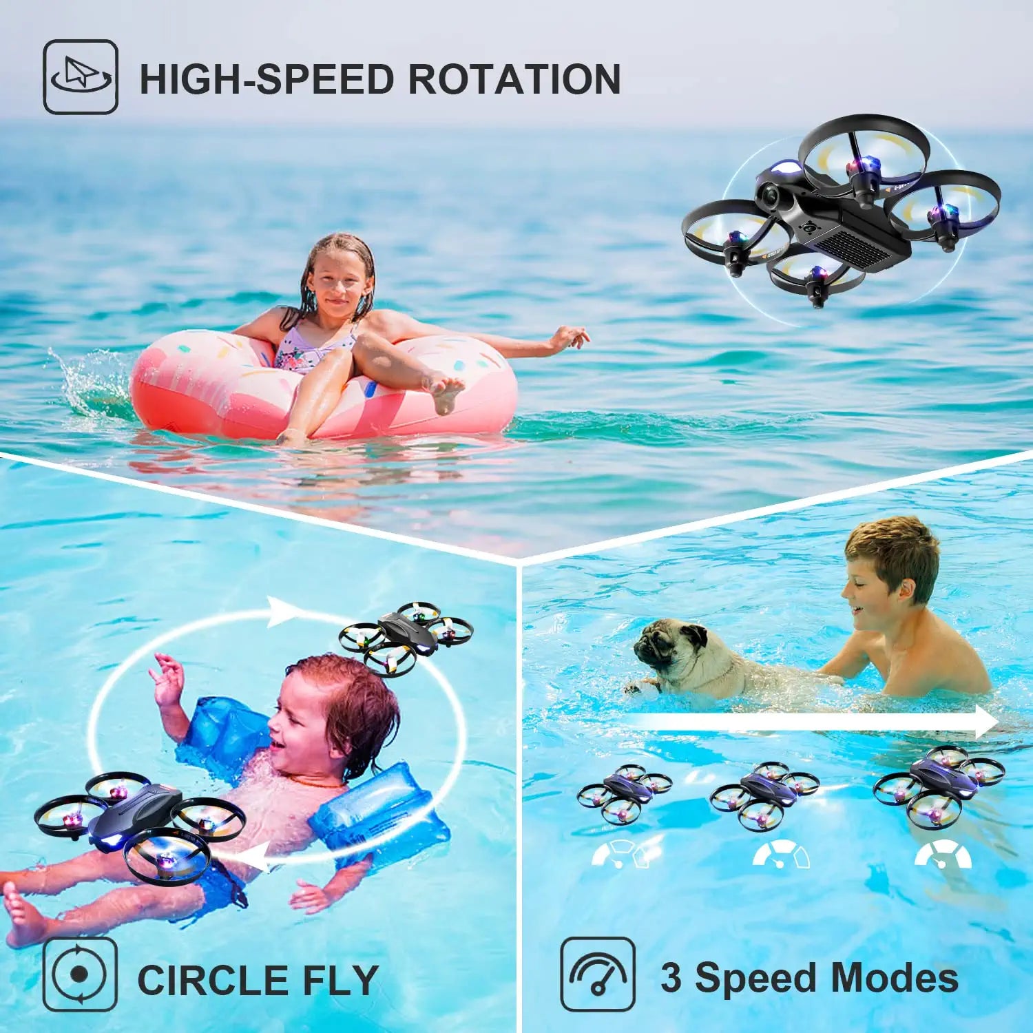 4DRC V16 Drone - with Camera for Kids,1080P FPV Camera Mini RC Quadcopter Beginners Toy with 7 Colors LED Lights,3D Flips,Gesture Selfie,Headless Mode,Altitude Hold,Boys Girls Birthday Gifts - صورة 4DRC V16 Drone - with Camera for Kids,1080P FPV Camera Mini RC Quadcopter Beginners Toy with 7 Colors LED Lights,3D Flips,Gesture Selfie,Headless Mode,Altitude Hold,Boys Girls Birthday Gifts - صورة 6