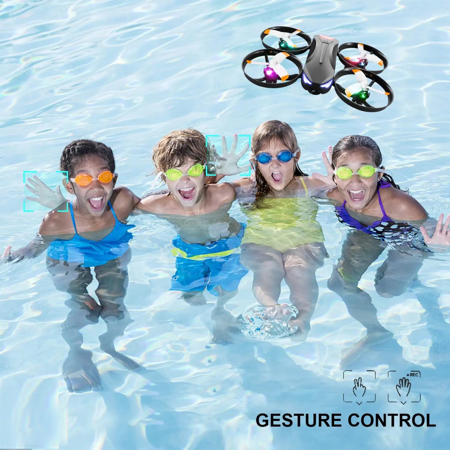 4DRC V16 Drone - with Camera for Kids,1080P FPV Camera Mini RC Quadcopter Beginners Toy with 7 Colors LED Lights,3D Flips,Gesture Selfie,Headless Mode,Altitude Hold,Boys Girls Birthday Gifts - صورة 4DRC V16 Drone - with Camera for Kids,1080P FPV Camera Mini RC Quadcopter Beginners Toy with 7 Colors LED Lights,3D Flips,Gesture Selfie,Headless Mode,Altitude Hold,Boys Girls Birthday Gifts - صورة 4
