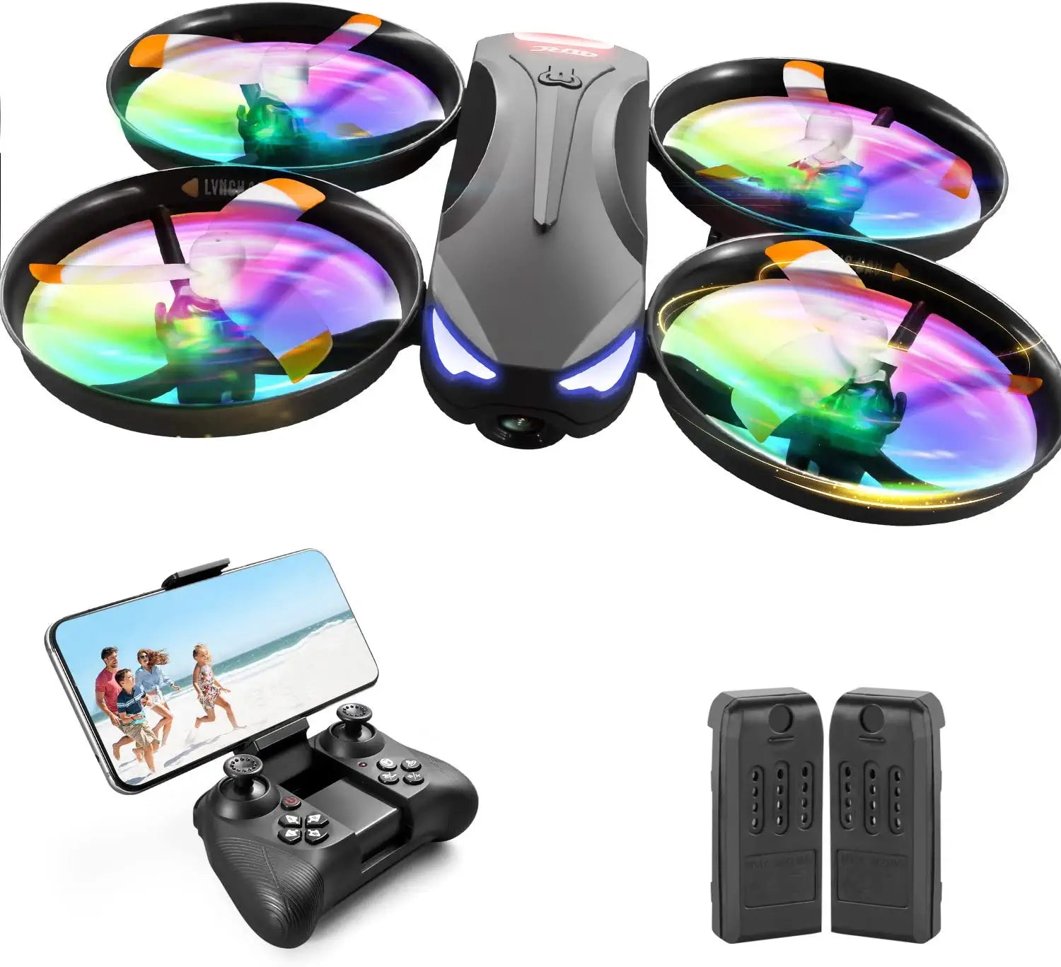 4DRC V16 Drone - with Camera for Kids,1080P FPV Camera Mini RC Quadcopter Beginners Toy with 7 Colors LED Lights,3D Flips,Gesture Selfie,Headless Mode,Altitude Hold,Boys Girls Birthday Gifts