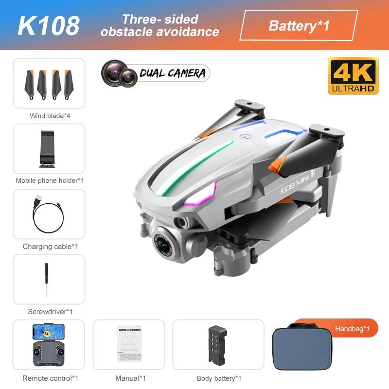 K108 Drone - 4K HD Camera Three-sided Obstacle Avoidance Fixed Height Professional Foldable Quadcopter Boy for Toys - صورة K108 Drone - 4K HD Camera Three-sided Obstacle Avoidance Fixed Height Professional Foldable Quadcopter Boy for Toys - صورة 16