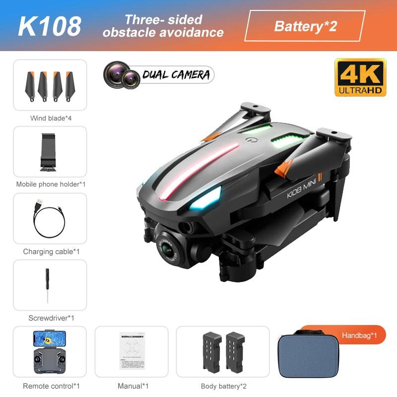 K108 Drone - 4K HD Camera Three-sided Obstacle Avoidance Fixed Height Professional Foldable Quadcopter Boy for Toys - صورة K108 Drone - 4K HD Camera Three-sided Obstacle Avoidance Fixed Height Professional Foldable Quadcopter Boy for Toys - صورة 10