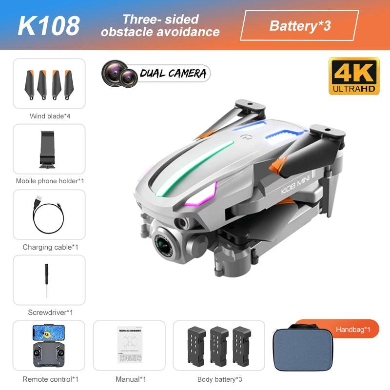 K108 Drone - 4K HD Camera Three-sided Obstacle Avoidance Fixed Height Professional Foldable Quadcopter Boy for Toys - صورة K108 Drone - 4K HD Camera Three-sided Obstacle Avoidance Fixed Height Professional Foldable Quadcopter Boy for Toys - صورة 8