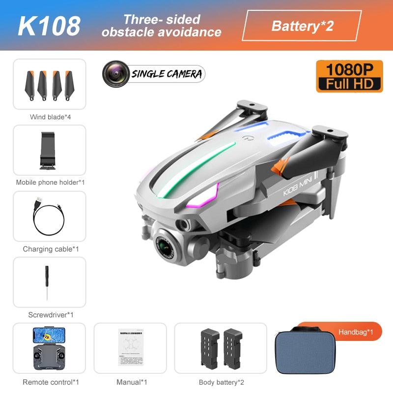 K108 Drone - 4K HD Camera Three-sided Obstacle Avoidance Fixed Height Professional Foldable Quadcopter Boy for Toys - صورة K108 Drone - 4K HD Camera Three-sided Obstacle Avoidance Fixed Height Professional Foldable Quadcopter Boy for Toys - صورة 7