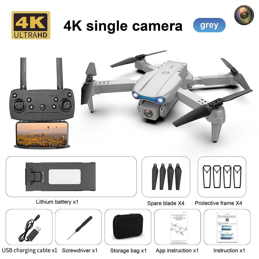 E99 Pro Drone With HD Camera -  4K Dual Camera 25 Minutes 200M Distance Headless Model Night Flying WIFI Foldable Drone — изображение 16