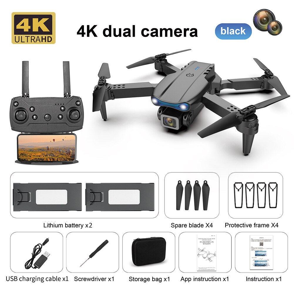 E99 Pro Drone With HD Camera -  4K Dual Camera 25 Minutes 200M Distance Headless Model Night Flying WIFI Foldable Drone — изображение 9