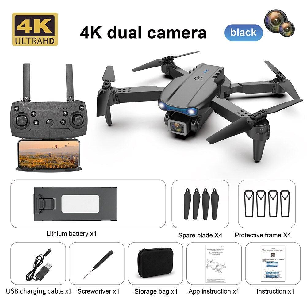 E99 Pro Drone With HD Camera -  4K Dual Camera 25 Minutes 200M Distance Headless Model Night Flying WIFI Foldable Drone — изображение 3