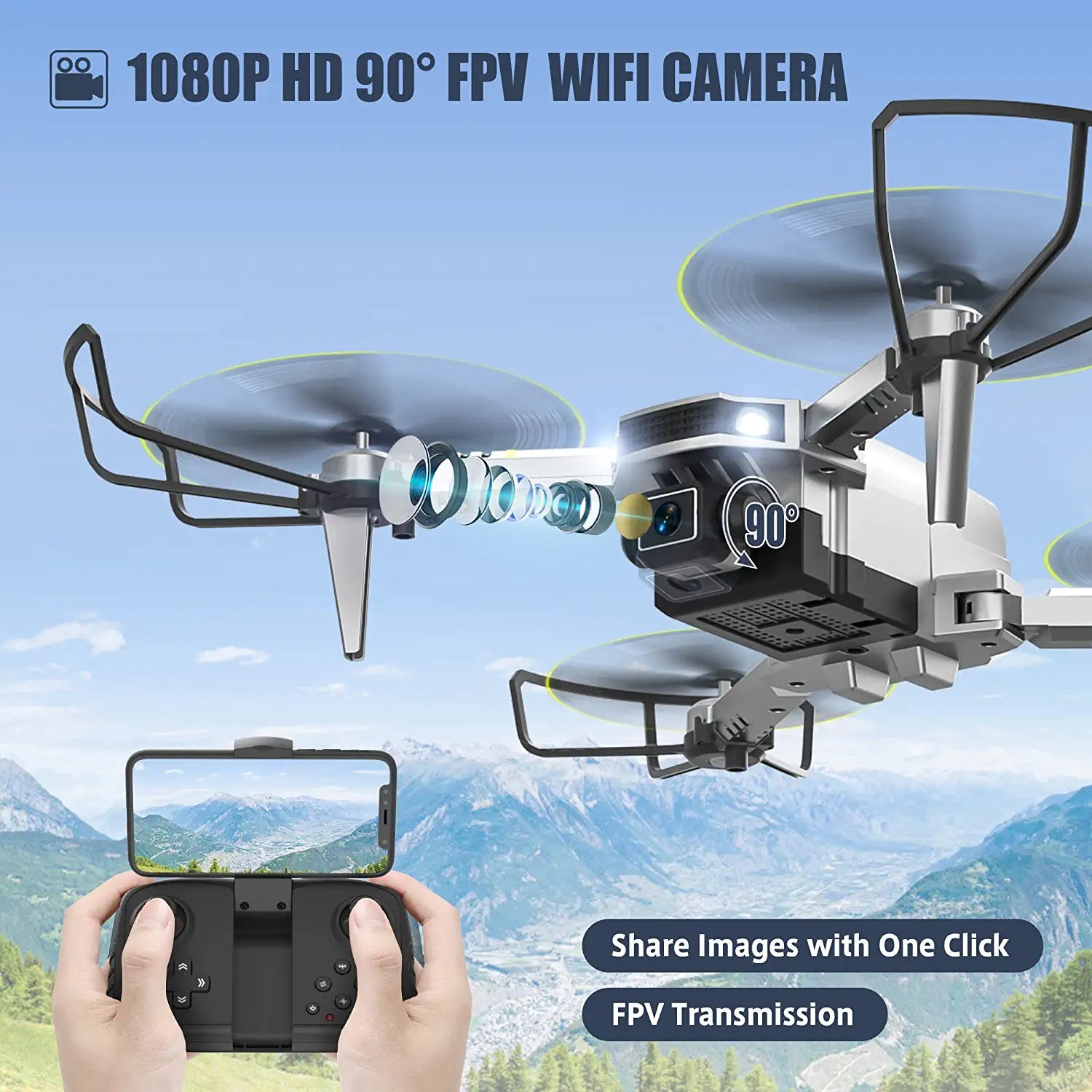 TOPRCBOXS S2 Mini Drone - for Kids with 1080P HD Camera, FPV Quadcopter Cool Toys Gifts for Teenage Boys RC Camera Drone with Altitude Hold 2 Batteries 6 TOPRCBOXS S2 Mini Drone - for Kids with 1080P HD Camera, FPV Quadcopter Cool Toys Gifts for Teenage Boys RC Camera Drone with Altitude Hold 2 Batteries - Image 6