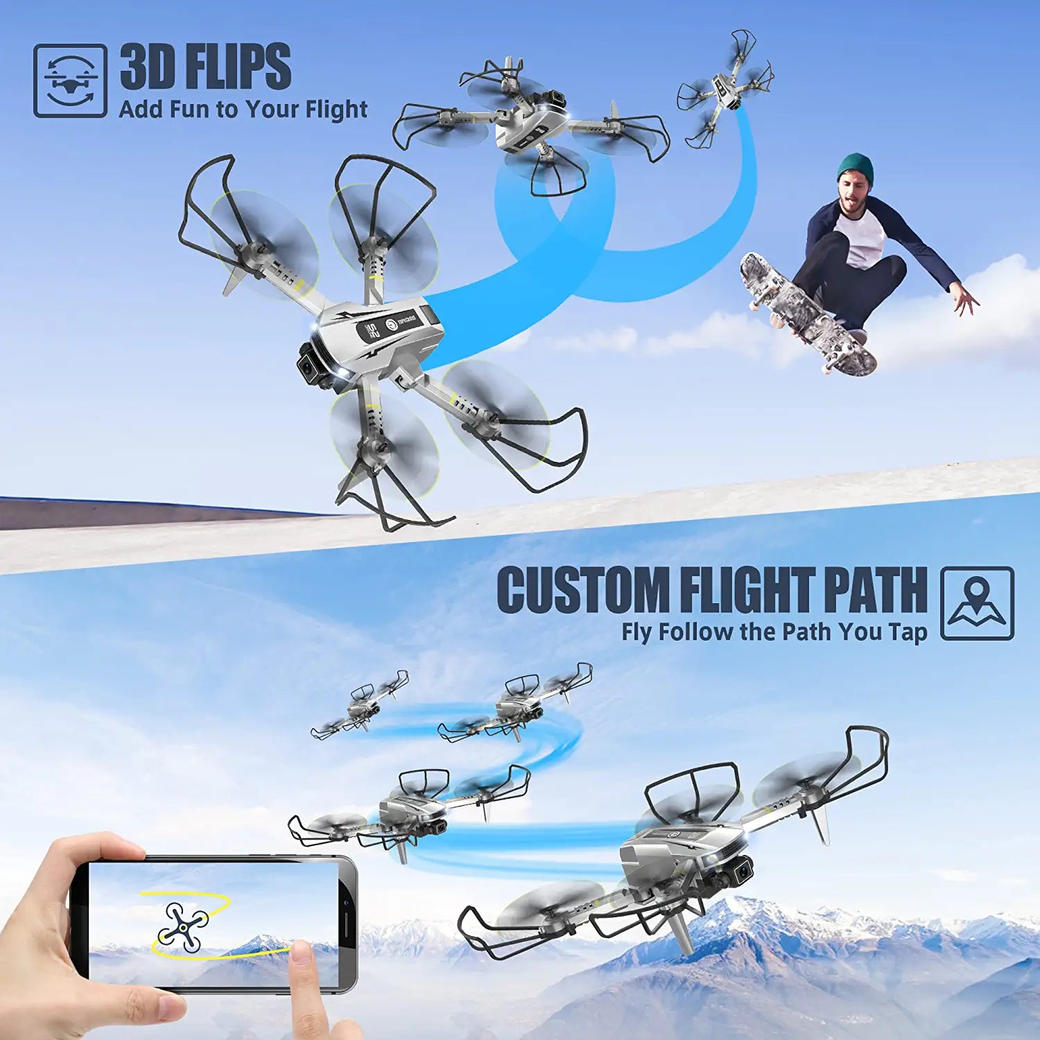 TOPRCBOXS S2 Mini Drone - for Kids with 1080P HD Camera, FPV Quadcopter Cool Toys Gifts for Teenage Boys RC Camera Drone with Altitude Hold 2 Batteries 2 TOPRCBOXS S2 Mini Drone - for Kids with 1080P HD Camera, FPV Quadcopter Cool Toys Gifts for Teenage Boys RC Camera Drone with Altitude Hold 2 Batteries - Image 2