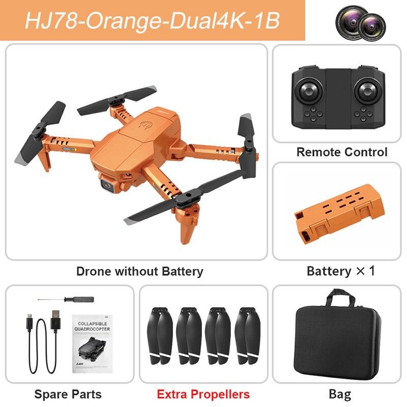 HJ78 Mini Drone - 4k Professional HD Dual Camera WIFI FPV Foldable Quadcopter Fixed Height RC Helicopter Gift Toys 3 HJ78 Mini Drone - 4k Professional HD Dual Camera WIFI FPV Foldable Quadcopter Fixed Height RC Helicopter Gift Toys - Image 3