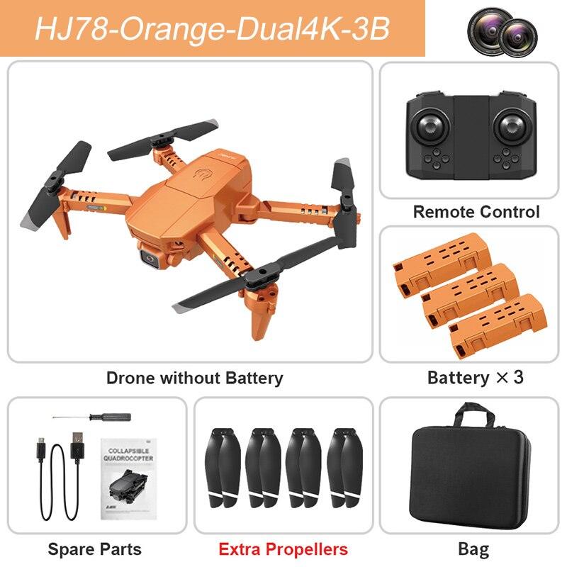 HJ78 Mini Drone - 4k Professional HD Dual Camera WIFI FPV Foldable Quadcopter Fixed Height RC Helicopter Gift Toys 2 HJ78 Mini Drone - 4k Professional HD Dual Camera WIFI FPV Foldable Quadcopter Fixed Height RC Helicopter Gift Toys - Image 2