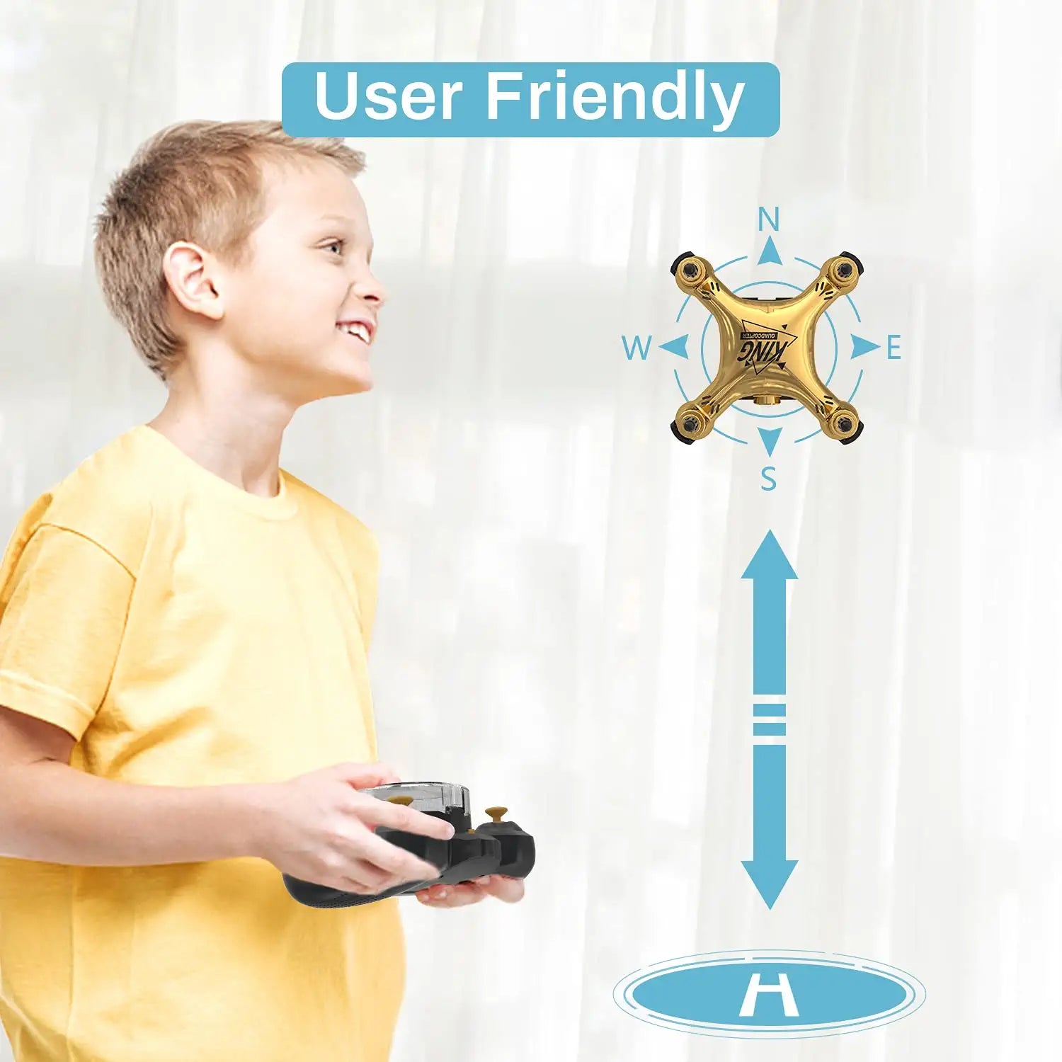 Holyton HT02 - Golden Mini Drone for Adult Beginners and Kids, Portable RC Quadcopter with Auto Hovering, 3D Flip, 3 Speed Modes, Headless Mode and 3 Batteries, Emergency Stop, Gift for Boys Girls 2 Holyton HT02 - Golden Mini Drone for Adult Beginners and Kids, Portable RC Quadcopter with Auto Hovering, 3D Flip, 3 Speed Modes, Headless Mode and 3 Batteries, Emergency Stop, Gift for Boys Girls - صورة Holyton HT02 - Golden Mini Drone for Adult Beginners and Kids, Portable RC Quadcopter with Auto Hovering, 3D Flip, 3 Speed Modes, Headless Mode and 3 Batteries, Emergency Stop, Gift for Boys Girls - صورة 2