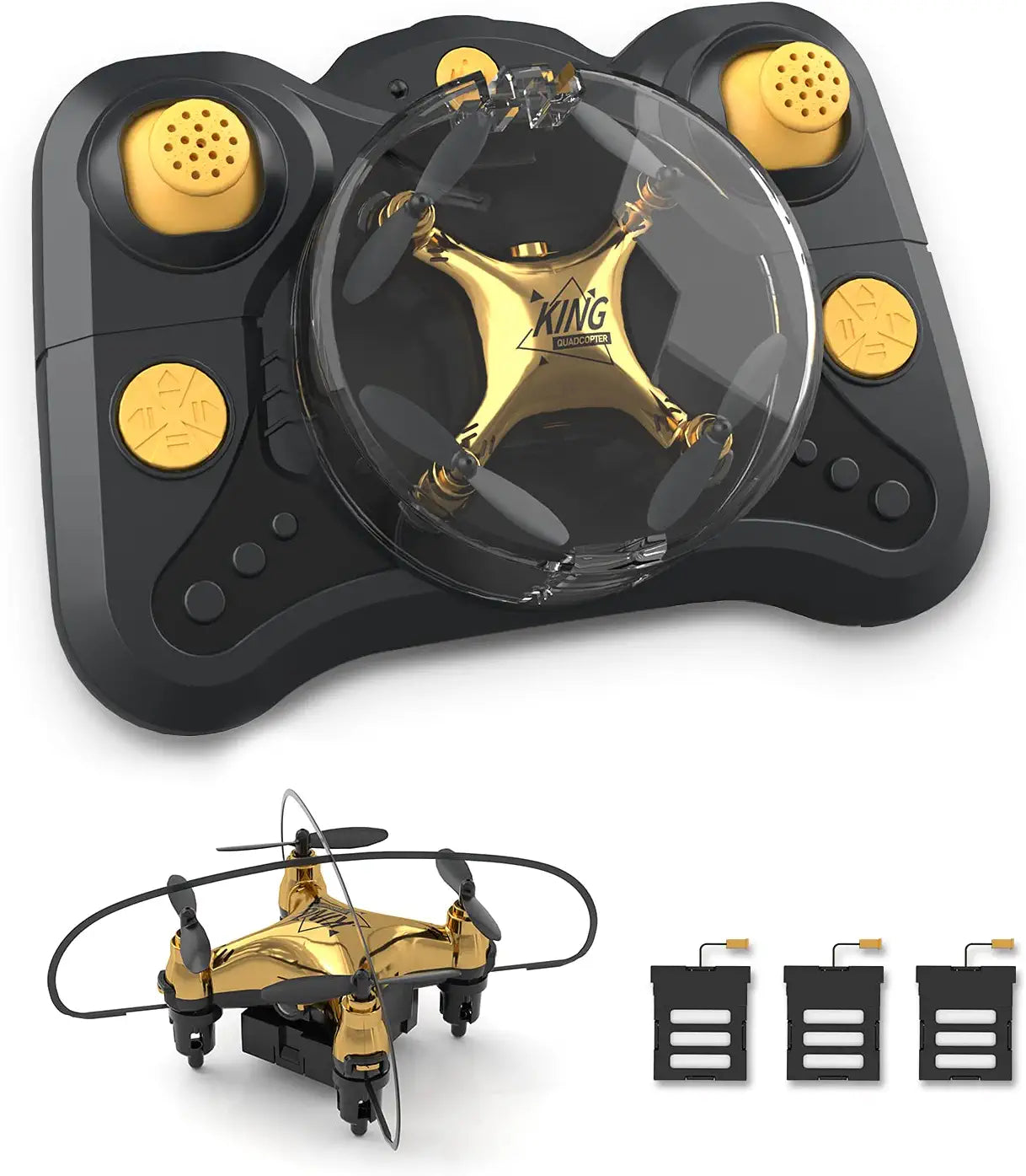 Holyton HT02 - Golden Mini Drone for Adult Beginners and Kids, Portable RC Quadcopter with Auto Hovering, 3D Flip, 3 Speed Modes, Headless Mode and 3 Batteries, Emergency Stop, Gift for Boys Girls 1 Holyton HT02 - Golden Mini Drone for Adult Beginners and Kids, Portable RC Quadcopter with Auto Hovering, 3D Flip, 3 Speed Modes, Headless Mode and 3 Batteries, Emergency Stop, Gift for Boys Girls