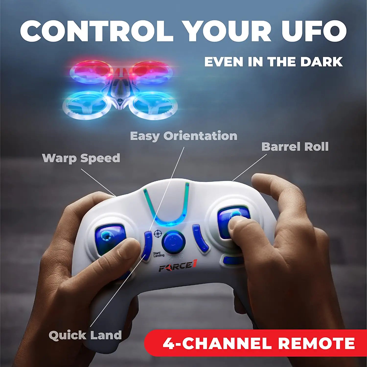 Force1 UFO 4000 Mini Drone for Kids - LED Remote Control Drone, Small RC Quadcopter for Beginners with LEDs, 4-Channel Remote Control, 2 Speeds, and 2 Drone Batteries 6 Force1 UFO 4000 Mini Drone for Kids - LED Remote Control Drone, Small RC Quadcopter for Beginners with LEDs, 4-Channel Remote Control, 2 Speeds, and 2 Drone Batteries — изображение 6