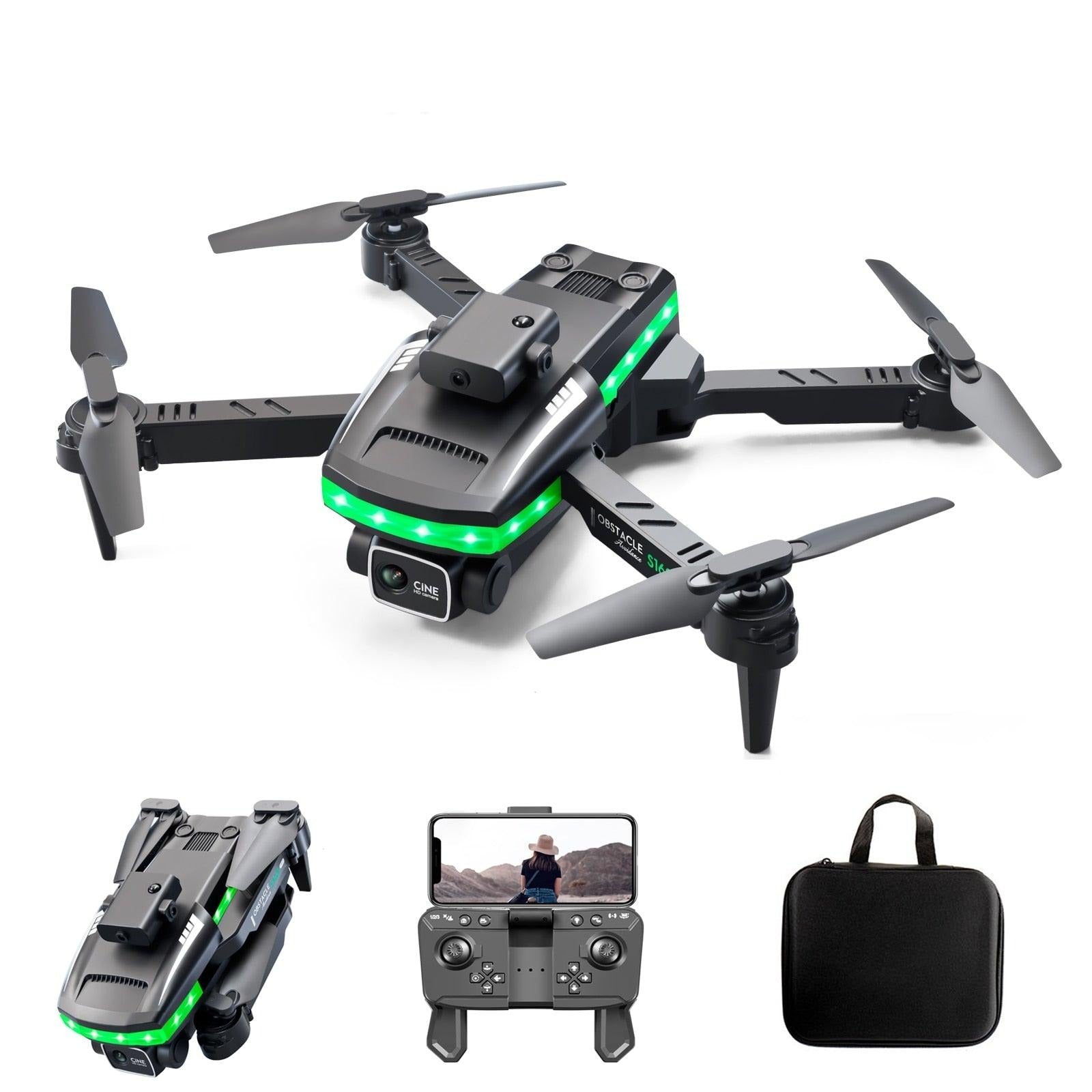 S162 Pro Drone - WIFI FPV With LED Light Bar HD 4K Beauty Shot Camera Height Hold RC Foldable Quadcopter Drones Kid Gift Toys
