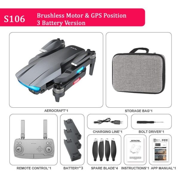 QJ S106 GPS Drone - 8K HD Professional Dual Camera Anti-shake gimbal Brushless Motor 181g RC helicopter Foldable Quadcopter - صورة QJ S106 GPS Drone - 8K HD Professional Dual Camera Anti-shake gimbal Brushless Motor 181g RC helicopter Foldable Quadcopter - صورة 14