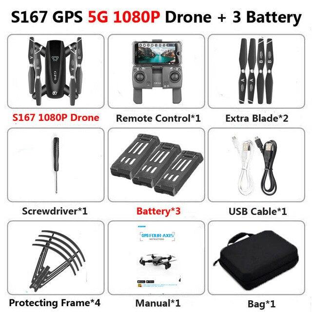 S167 Drone -  GPS 5G RC Quadcopter With 4K Camera WIFI FPV Foldable Off-Point Flying Gesture Photos Video Helicopter Toy — изображение 6