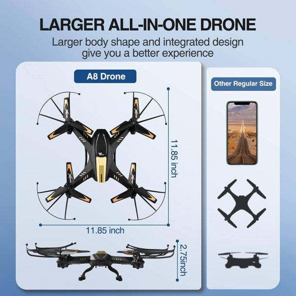ATTOP A8 Drone - Larger 1080P FPV Drone with Camera One Key Start/Hover/Land Kids Drone Remote/APP/Voice/Gesture Control 24 Min Flight Low Battery Warn Safe Design 7 ATTOP A8 Drone - Larger 1080P FPV Drone with Camera One Key Start/Hover/Land Kids Drone Remote/APP/Voice/Gesture Control 24 Min Flight Low Battery Warn Safe Design - صورة ATTOP A8 Drone - Larger 1080P FPV Drone with Camera One Key Start/Hover/Land Kids Drone Remote/APP/Voice/Gesture Control 24 Min Flight Low Battery Warn Safe Design - صورة 7
