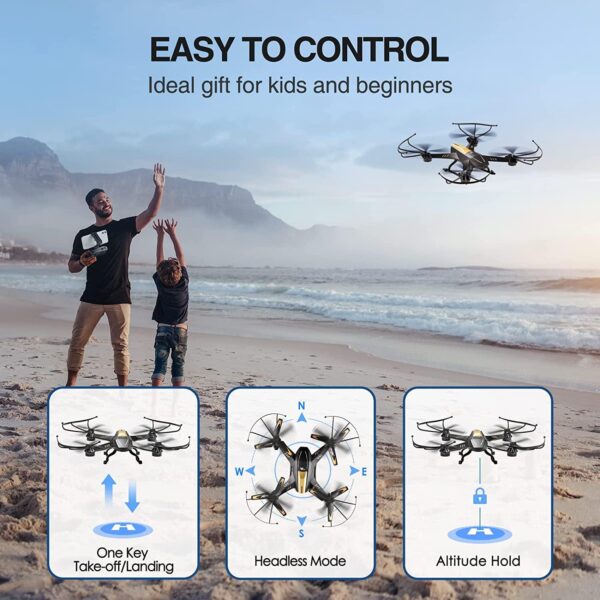 ATTOP A8 Drone - Larger 1080P FPV Drone with Camera One Key Start/Hover/Land Kids Drone Remote/APP/Voice/Gesture Control 24 Min Flight Low Battery Warn Safe Design 4 ATTOP A8 Drone - Larger 1080P FPV Drone with Camera One Key Start/Hover/Land Kids Drone Remote/APP/Voice/Gesture Control 24 Min Flight Low Battery Warn Safe Design - صورة ATTOP A8 Drone - Larger 1080P FPV Drone with Camera One Key Start/Hover/Land Kids Drone Remote/APP/Voice/Gesture Control 24 Min Flight Low Battery Warn Safe Design - صورة 4