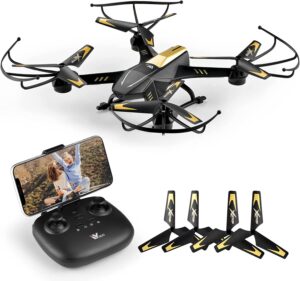 ATTOP A8 Drone - Larger 1080P FPV Drone with Camera One Key Start/Hover/Land Kids Drone Remote/APP/Voice/Gesture Control 24 Min Flight Low Battery Warn Safe Design