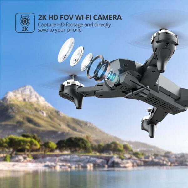 DEERC D10 Drone - with Camera 2K HD FPV Live Video Carrying Case, RC Quadcopter Helicopter for Kids and Adults, Gravity Control, Altitude Hold, Headless Mode, Waypoints - Image 7