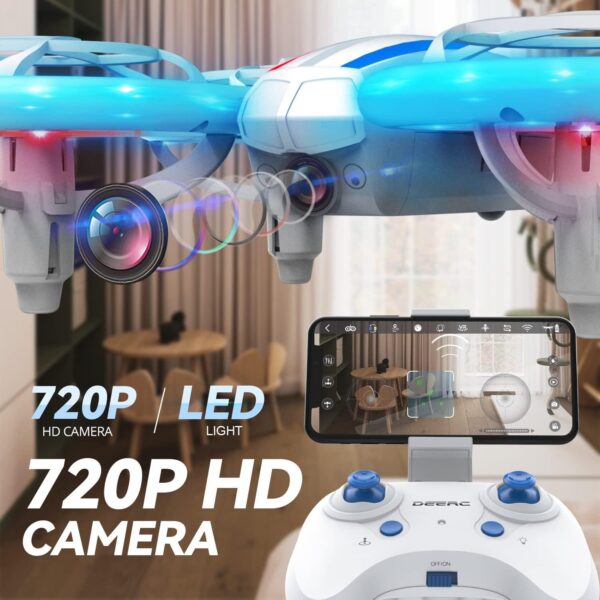 DEERC D23 Drone - for Kids Adults Beginners with 720P HD FPV WiFi Camera, LED Nano Hobby RC Quadcopter with Five Light Modes, Altitude Hold, Headless Mode, 3 Speed Modes, 360° Flip - صورة DEERC D23 Drone - for Kids Adults Beginners with 720P HD FPV WiFi Camera, LED Nano Hobby RC Quadcopter with Five Light Modes, Altitude Hold, Headless Mode, 3 Speed Modes, 360° Flip - صورة 4
