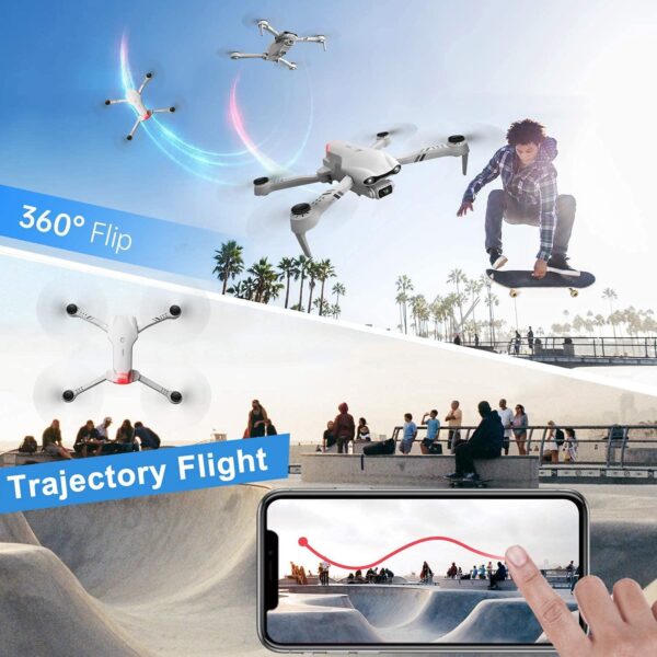 DRONEEYE 4DF10 Foldable Drone - with 1080P Camera for Adults,RC Quadcopter with WiFi FPV Live Video for Kids Beginners,Trajectory Flight, App Control,3D Flips,Altitude Hold,2 Batteries,Carrying Case - Image 7
