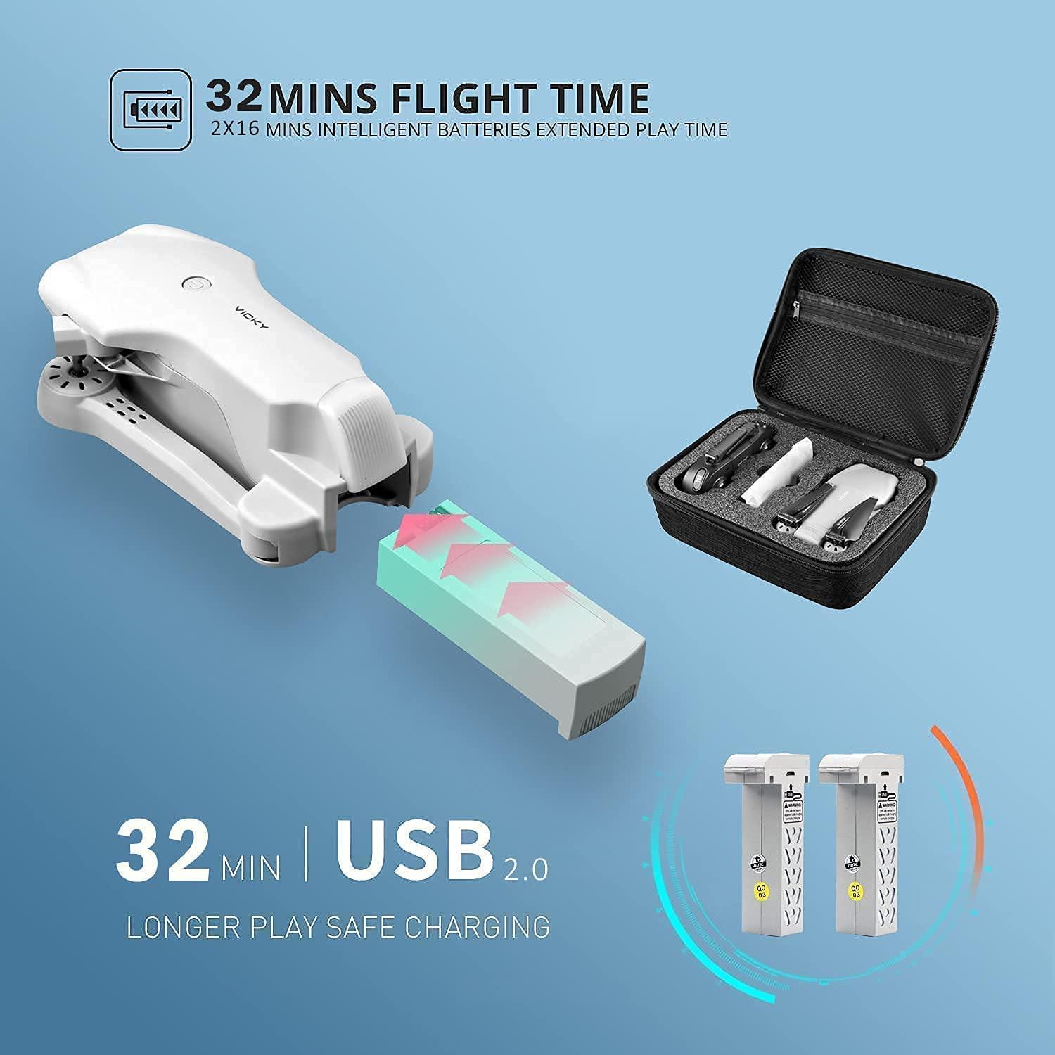 DRONEEYE 4DF10 Foldable Drone - with 1080P Camera for Adults,RC Quadcopter with WiFi FPV Live Video for Kids Beginners,Trajectory Flight, App Control,3D Flips,Altitude Hold,2 Batteries,Carrying Case 2 DRONEEYE 4DF10 Foldable Drone - with 1080P Camera for Adults,RC Quadcopter with WiFi FPV Live Video for Kids Beginners,Trajectory Flight, App Control,3D Flips,Altitude Hold,2 Batteries,Carrying Case - Image 2