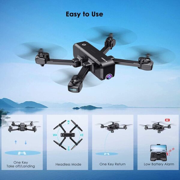 SANROCK X103W Drone - 2.7K UHD FPV Camera for Adults Kids, Live Video with 120° Wide Angle 90° Adjustable RC Quadcopter, Gesture Control, Altitude Hold, Route Mode, Headless Mode, Gravity Sensor - صورة SANROCK X103W Drone - 2.7K UHD FPV Camera for Adults Kids, Live Video with 120° Wide Angle 90° Adjustable RC Quadcopter, Gesture Control, Altitude Hold, Route Mode, Headless Mode, Gravity Sensor - صورة 5