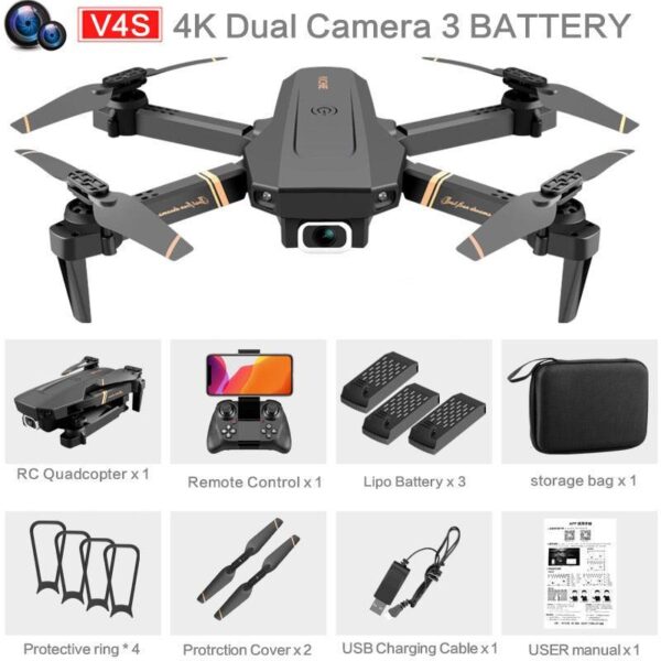 V4 Rc Drone - 4k HD Wide Angle Camera 1080P WiFi fpv Drone Dual Camera Quadcopter Real-time transmission Helicopter Dron Gift Toys 13 V4 Rc Drone - 4k HD Wide Angle Camera 1080P WiFi fpv Drone Dual Camera Quadcopter Real-time transmission Helicopter Dron Gift Toys - صورة V4 Rc Drone - 4k HD Wide Angle Camera 1080P WiFi fpv Drone Dual Camera Quadcopter Real-time transmission Helicopter Dron Gift Toys - صورة 13