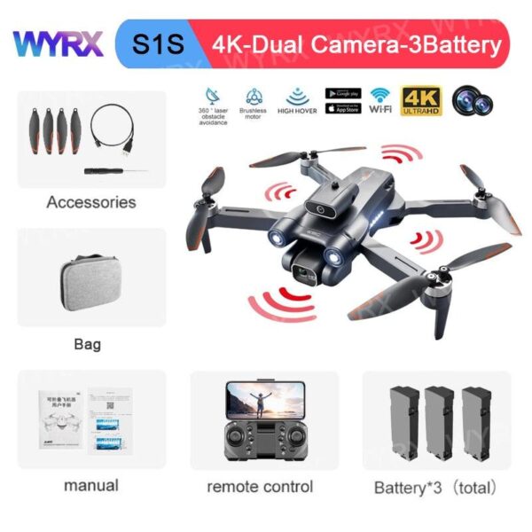WYRX S1S GPS Drone - 5G 8K HD Dual Camera Professional Wifi FPV Obstacle Avoidance Optical Flow Folding Quadcopter Toy Boy Gift 11 WYRX S1S GPS Drone - 5G 8K HD Dual Camera Professional Wifi FPV Obstacle Avoidance Optical Flow Folding Quadcopter Toy Boy Gift - صورة WYRX S1S GPS Drone - 5G 8K HD Dual Camera Professional Wifi FPV Obstacle Avoidance Optical Flow Folding Quadcopter Toy Boy Gift - صورة 11