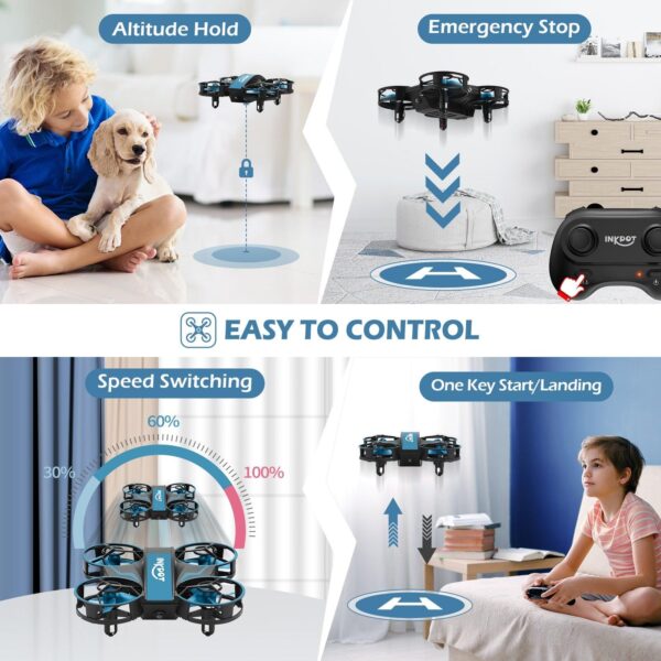 I06 RC Drone - мини дрон для детей игрушка с 3 уровнями режима для начинающих, крытый квадрокоптер игрушки для мальчиков девочек Рождественский подарок 7 I06 RC Drone - Mini Drone for Kids Toy with 3 Level Mode for Beginners, Indoor Quadcopter Toys for Boys Girls Chirstmas Gift — изображение 7
