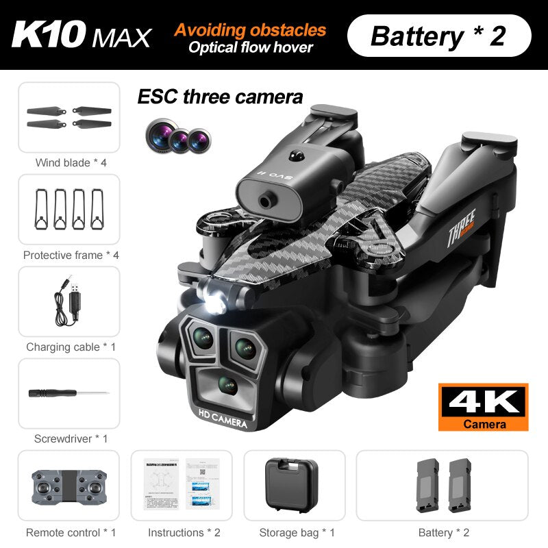 K10 MAx Drone - 4k HD Camera Obstacle Avoidance Aerial Photography Brushless Foldable Quadcopter Gifts Toys 6 K10 MAx Drone - 4k HD Camera Obstacle Avoidance Aerial Photography Brushless Foldable Quadcopter Gifts Toys - Image 6