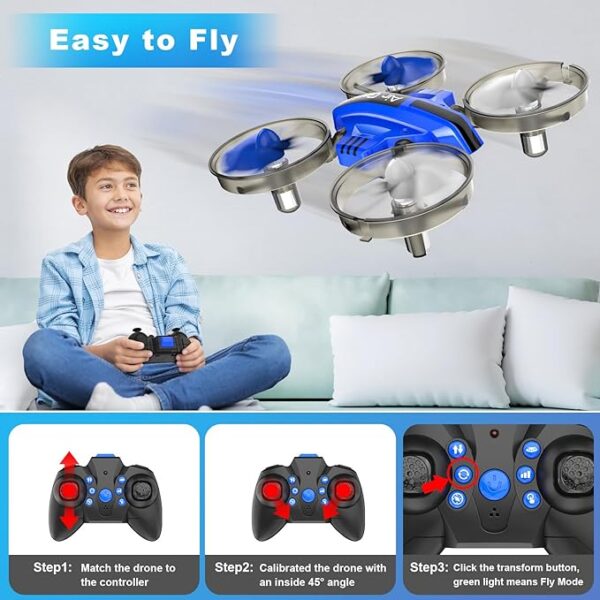 Oddire L6082 Mini Drone - Drones & Cars 2 in 1 Toy with One Key Take Off-Landing, Altitude Hold, Headless Mode, 360° flip, Car Mode, 2 Batteries - صورة Oddire L6082 Mini Drone - Drones & Cars 2 in 1 Toy with One Key Take Off-Landing, Altitude Hold, Headless Mode, 360° flip, Car Mode, 2 Batteries - صورة 5
