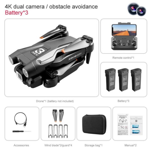 KBDFA Z908 Pro Drone - 4K HD Professional ESC Camera Drones Optical Flow Positioning 2.4G Wifi Obstacle Avoidance Dron Toy Gift 7 KBDFA Z908 Pro Drone - 4K HD Professional ESC Camera Drones Optical Flow Positioning 2.4G Wifi Obstacle Avoidance Dron Toy Gift - صورة KBDFA Z908 Pro Drone - 4K HD Professional ESC Camera Drones Optical Flow Positioning 2.4G Wifi Obstacle Avoidance Dron Toy Gift - صورة 7