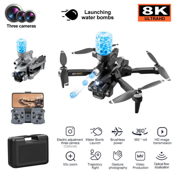 K11 Max Drone with Water Bombs - Professional Aerial Photography Aircraft 8K Three Camera Obstacle Avoidance Foldable Quadcopter 7 K11 Max Drone with Water Bombs - Professional Aerial Photography Aircraft 8K Three Camera Obstacle Avoidance Foldable Quadcopter — изображение 7