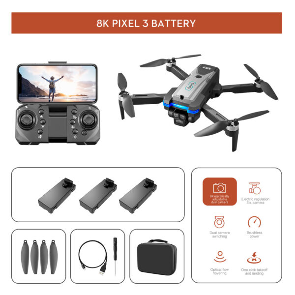 LS S8S Drone - 2.4G optical flow three-camera brushless drone with dual lens WIFI professional aerial photography drone 24 LS S8S Drone - 2.4G optical flow three-camera brushless drone with dual lens WIFI professional aerial photography drone - صورة LS S8S Drone - 2.4G optical flow three-camera brushless drone with dual lens WIFI professional aerial photography drone - صورة 24