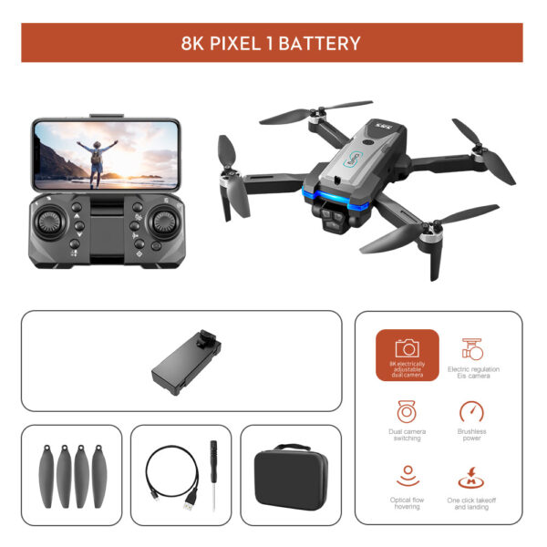 LS S8S Drone - 2.4G optical flow three-camera brushless drone with dual lens WIFI professional aerial photography drone 22 LS S8S Drone - 2.4G optical flow three-camera brushless drone with dual lens WIFI professional aerial photography drone - صورة LS S8S Drone - 2.4G optical flow three-camera brushless drone with dual lens WIFI professional aerial photography drone - صورة 22