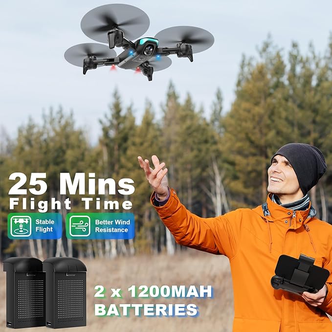 REDRIE JY02 Drone with Camera - Foldable Mini Drone for Adults and Kids with 1080P FPV Camera, Upgrade Altitude Hold, Gestures Selfie, Waypoint Fly, Headless Mode, 3D Flip, One Key Start, 3 Speed Mode, Circle Fly, 2 Batteries 4 REDRIE JY02 Drone with Camera - Foldable Mini Drone for Adults and Kids with 1080P FPV Camera, Upgrade Altitude Hold, Gestures Selfie, Waypoint Fly, Headless Mode, 3D Flip, One Key Start, 3 Speed Mode, Circle Fly, 2 Batteries — изображение 4