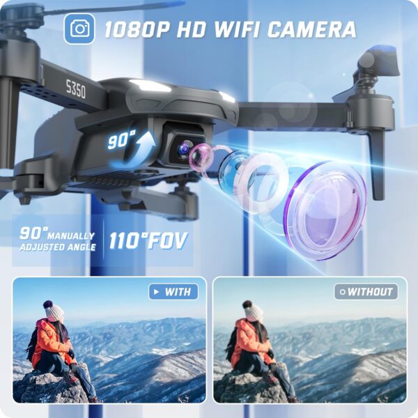 SOTAONE S350 Drone -  1080P HD FPV Live Video, Remote Control Helicopter Toys Gifts for Boys Girls, Altitude Hold, One Key Start, 3D Flips, 2 Batteries - Image 9
