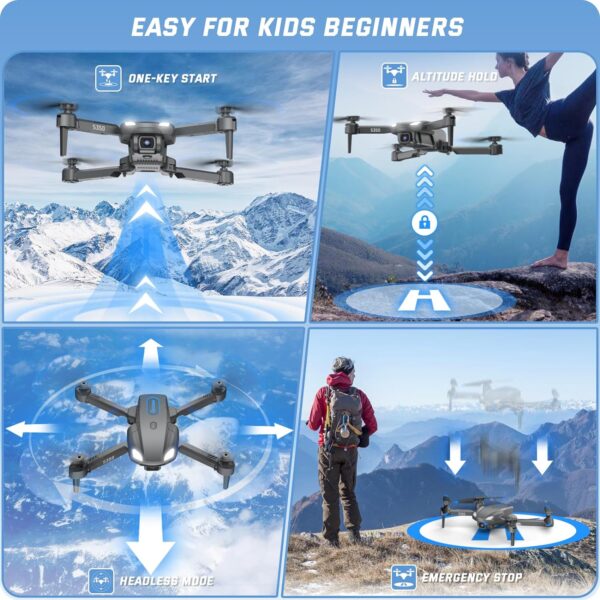 SOTAONE S350 Drone -  1080P HD FPV Live Video, Remote Control Helicopter Toys Gifts for Boys Girls, Altitude Hold, One Key Start, 3D Flips, 2 Batteries - Image 3