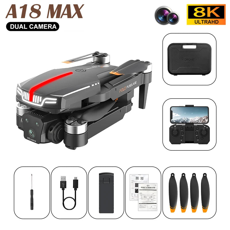 A18 MAX Drone - 4K HD Camera Brushless Motor FPV Aerial UAV Flow Positioning Obstacle Avoidance with Breathing Light RC Quadcopter 10 A18 MAX Drone - 4K HD Camera Brushless Motor FPV Aerial UAV Flow Positioning Obstacle Avoidance with Breathing Light RC Quadcopter - Image 10