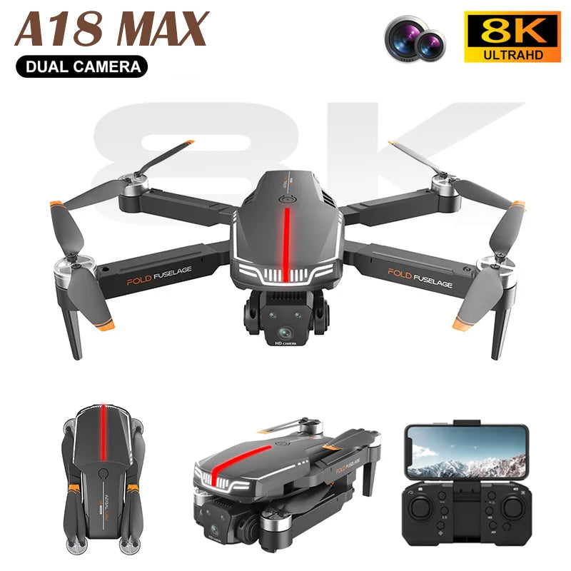 A18 MAX Drone - 4K HD Camera Brushless Motor FPV Aerial UAV Flow Positioning Obstacle Avoidance with Breathing Light RC Quadcopter 3 A18 MAX Drone - 4K HD Camera Brushless Motor FPV Aerial UAV Flow Positioning Obstacle Avoidance with Breathing Light RC Quadcopter - Image 3