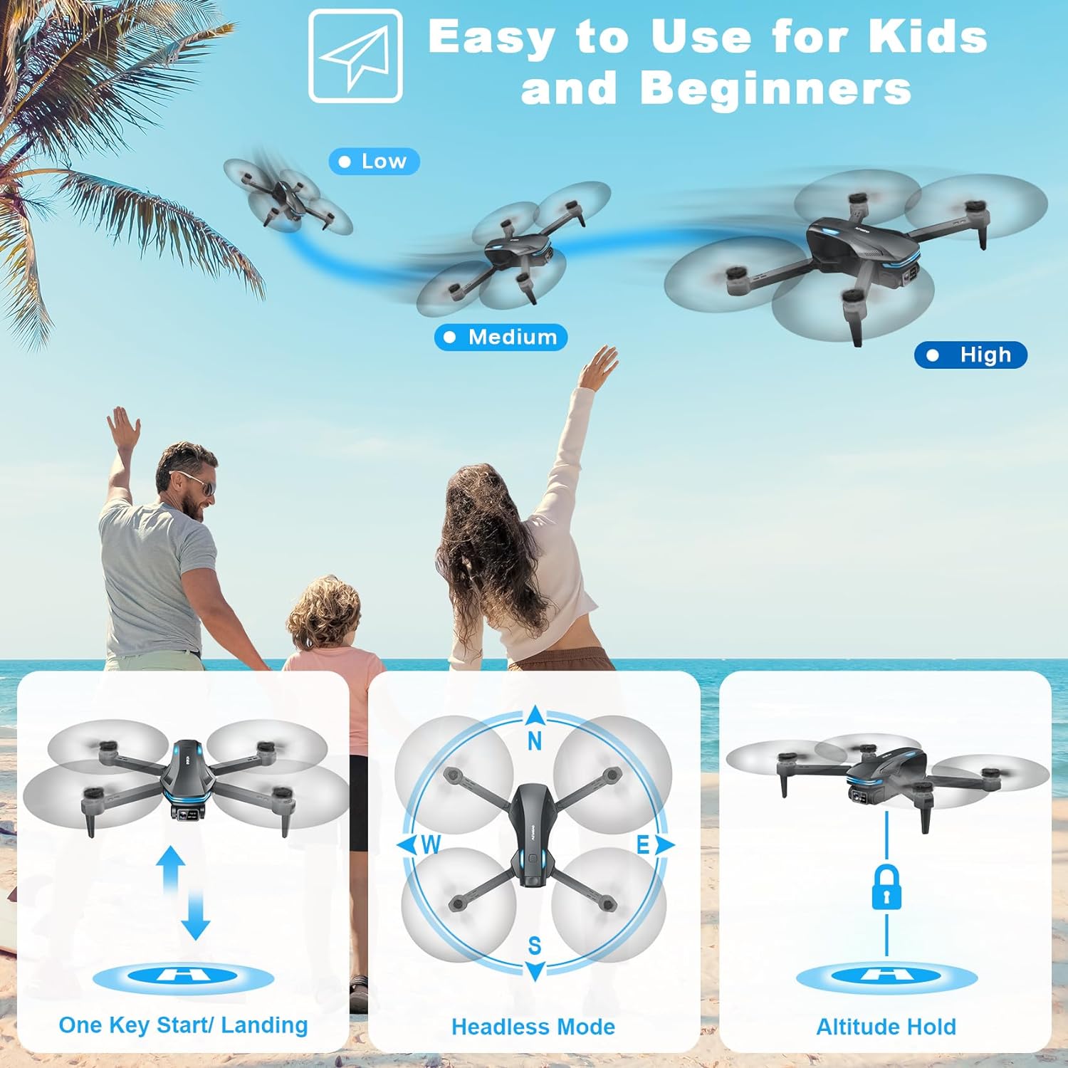 Loiley S29 Drone - 1080P FPV Drones for kids with Voice Control, Gestures Selfie, Altitude Hold, 90° Adjustable Lens, 3D Flips, 2 Batteries 5 Loiley S29 Drone - 1080P FPV Drones for kids with Voice Control, Gestures Selfie, Altitude Hold, 90° Adjustable Lens, 3D Flips, 2 Batteries — изображение 5
