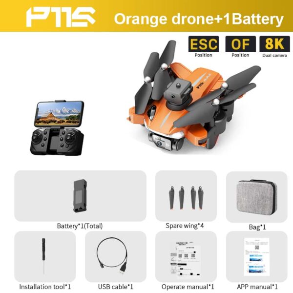 P11S Drone - 8K HD Camera 360 Obstacle Avoidance FPV MINI Aerial Photography Helicopter Professional Foldable Quadcopter Toy - صورة P11S Drone - 8K HD Camera 360 Obstacle Avoidance FPV MINI Aerial Photography Helicopter Professional Foldable Quadcopter Toy - صورة 19