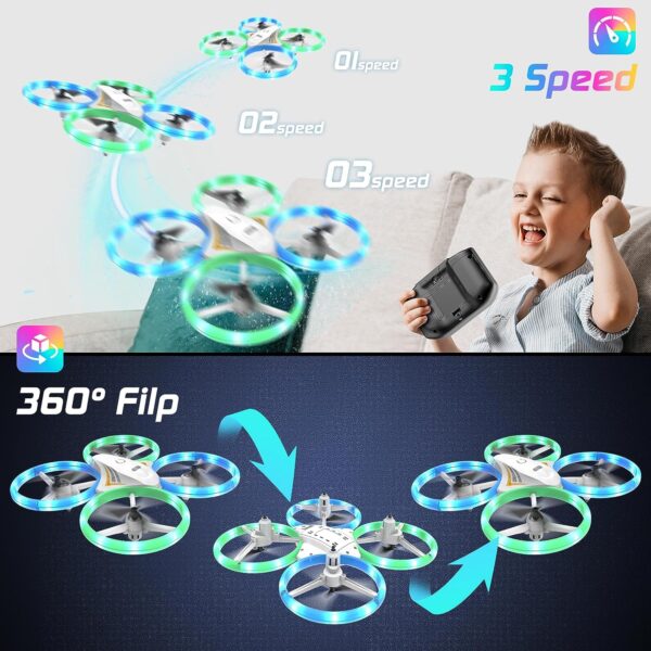 DyineeFy Mini Drone - Small Colorful Led Quadcopter with Altitude Hold, Headless Mode, 360° flip, and Auto Return Home - Image 6