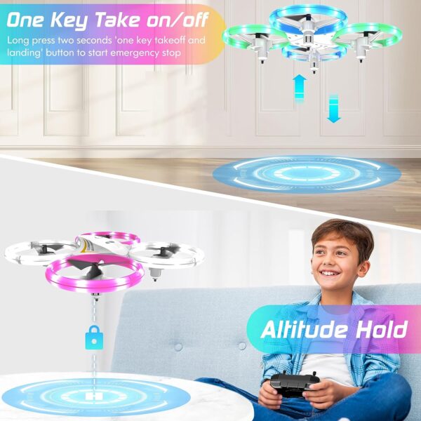 DyineeFy Mini Drone - Small Colorful Led Quadcopter with Altitude Hold, Headless Mode, 360° flip, and Auto Return Home - Image 5