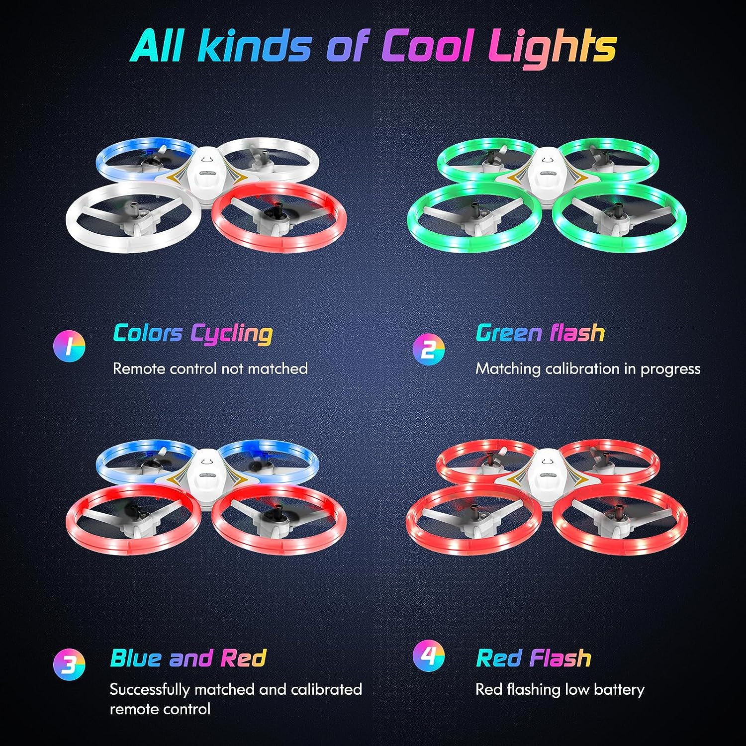 DyineeFy Mini Drone - Small Colorful Led Quadcopter with Altitude Hold, Headless Mode, 360° flip, and Auto Return Home 4 DyineeFy Mini Drone - Small Colorful Led Quadcopter with Altitude Hold, Headless Mode, 360° flip, and Auto Return Home - Image 4