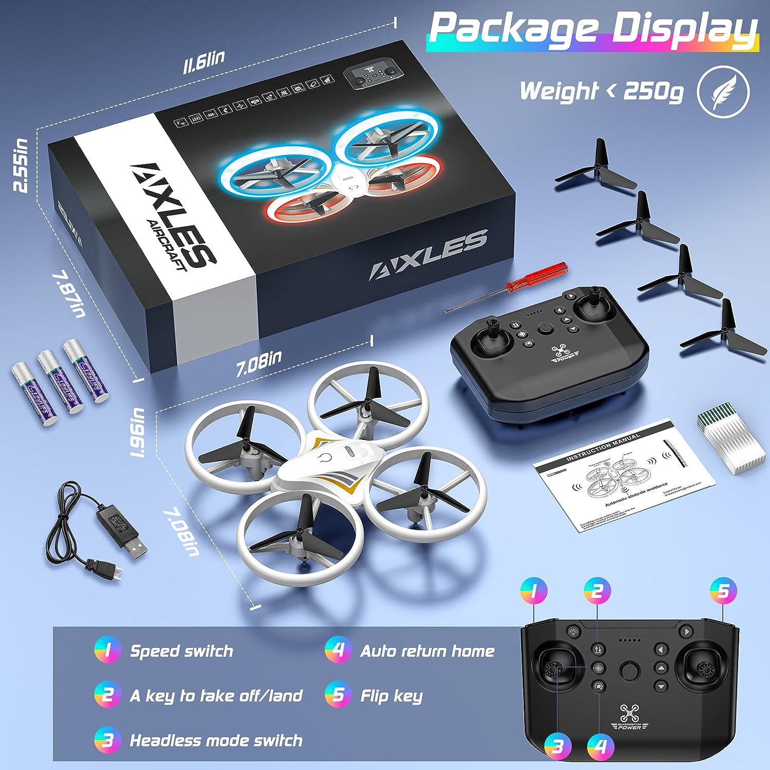 DyineeFy Mini Drone - Small Colorful Led Quadcopter with Altitude Hold, Headless Mode, 360° flip, and Auto Return Home 2 DyineeFy Mini Drone - Small Colorful Led Quadcopter with Altitude Hold, Headless Mode, 360° flip, and Auto Return Home - Image 2